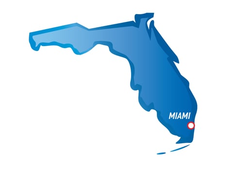 Vector map of Florida and Miami. Outline Illustration.