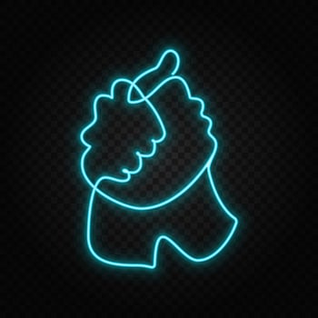 Single line drawing two gripping hand neon vector icon. One line art, illustration .