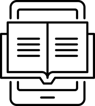 Man holding e-book in hands. Digital book. Reading Electronic book. Online reading. E-learning concept. Vector illustration. Flat design style