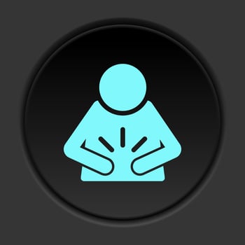 Dark button icon Indigestion. Button banner round badge interface for application illustration on darken background vector