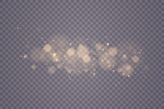 Golden bokeh lights with glowing particles. vector