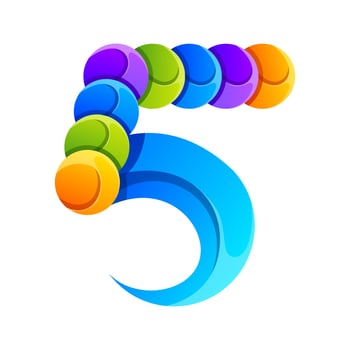 colorful number 5 gradient logo design vector