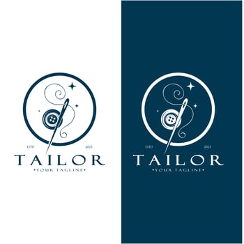 tailor logo icon illustration template combination of buttons for clothes, thread and sewing machine, for clothing product design, convection companies, fashion in vector form