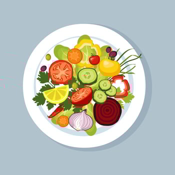 Vegetable salad on a plate. vector