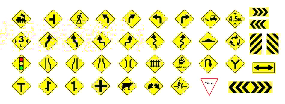 bundle of traffic signs PROHIBITION AND REGULATORY SIGNS vector