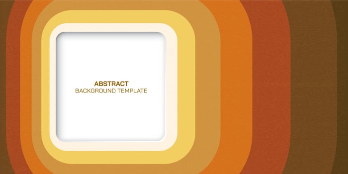 Retro groovy background with square frame paper cut style at left area. Abstract colourful square shapes design. vector