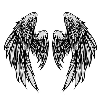 Hand-Drawn Wing Vector Illustration in Tattoo Style