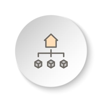 Round button for web icon, advertisement, house, news. Button banner round, badge interface for application illustration on white background vector