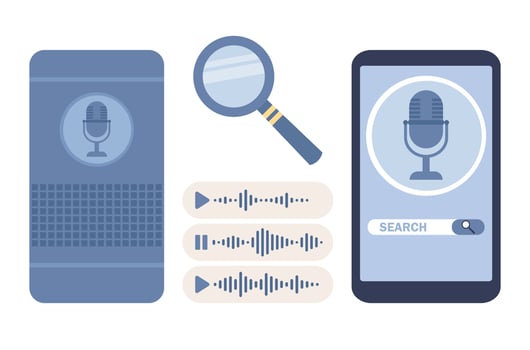 Voice assistant set icon. Smart speaker sign. Talk recognition. Voice search concept. Vector flat illustration