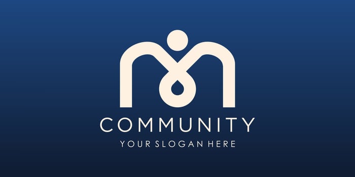 letter m with people logo vector design