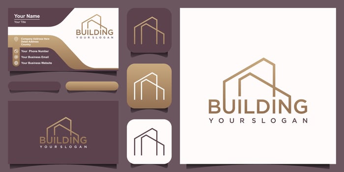 Building logo illustration vector graphic design in line art style.