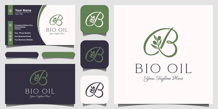 letter b combined twig Olive oil logo design template. vector