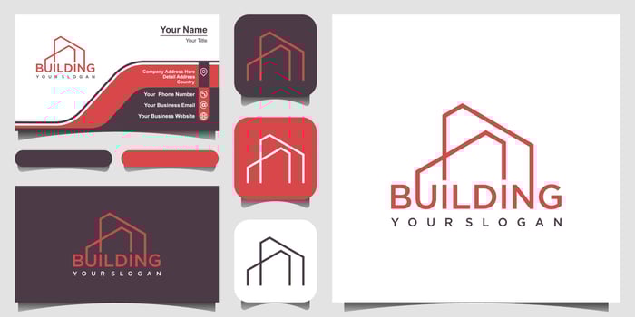 Building construction logo illustration vector graphic design in line art style.
