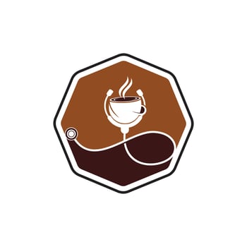 Healthy coffee vector logo design. Doctors stethoscope with coffee cup logo design.