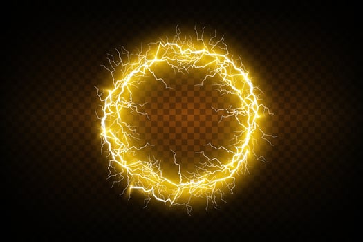 Electric ball and lightning strikes. Lightning flash light thunder spark effect. vector
