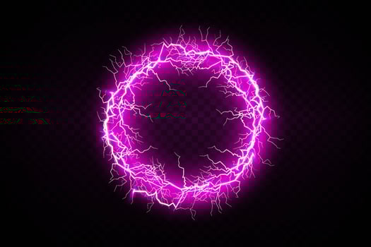 Electric ball and lightning strikes. Lightning flash light thunder spark effect. vector