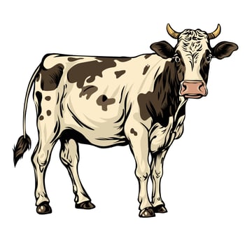 Comic cow Vectors, coloring page, vector illustration, COLOR, white background
