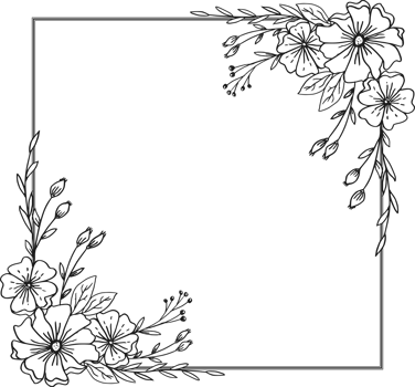 Simple Floral border with hand drawn leaves and flowers png