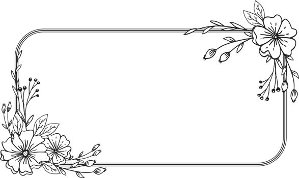 Simple Floral border with hand drawn leaves and flowers png