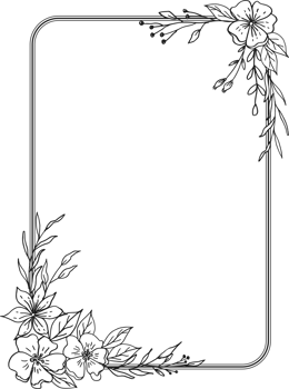 Simple Floral border with hand drawn leaves and flowers png