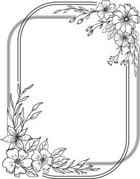 Simple Floral border with hand drawn leaves and flowers png