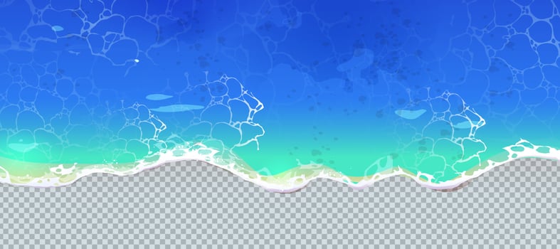 Top view of sea waves, vector isolated template