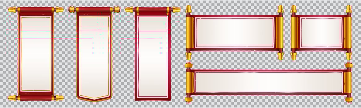 Chinese paper scroll vector dialogue frame set