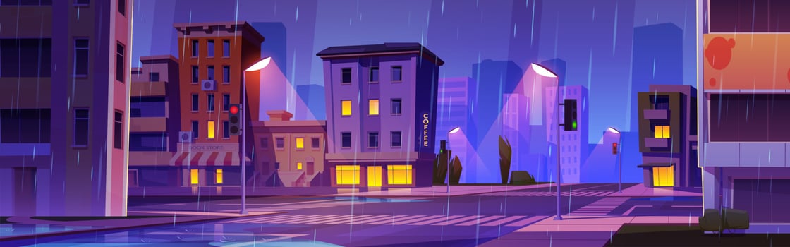 Night city crossroad scene with cars background vector
