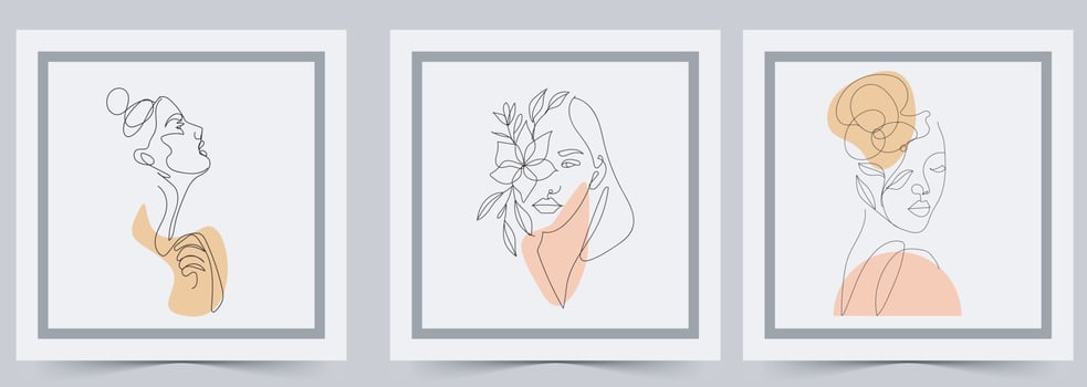 Women line arts. Birds wall art vector set. Abstract Plant Art design for print, cover, wallpaper, and Minimal and natural wall art.