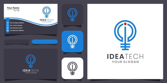 creative Smart bulb lamp logo icon and business card design . vector