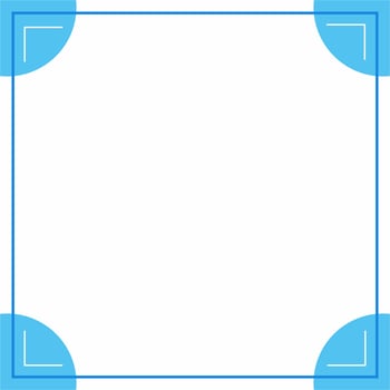 Square tile frame border line vector. Blue circles on the corners. Border with empty space. vector