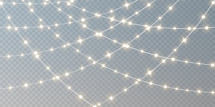 Christmas garland. Glowing yellow light bulbs. vector
