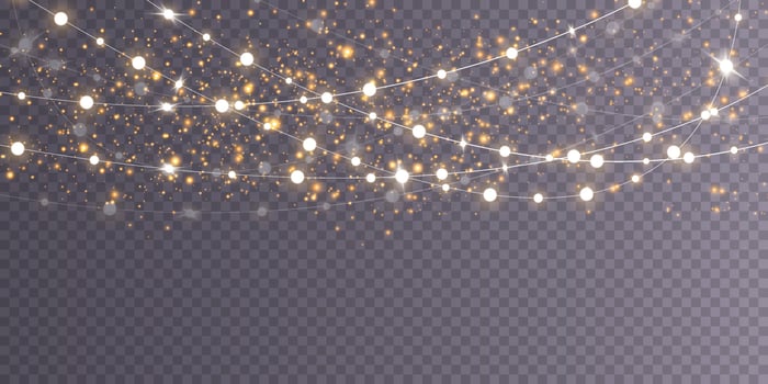 Christmas garland. Glowing yellow light bulbs. vector
