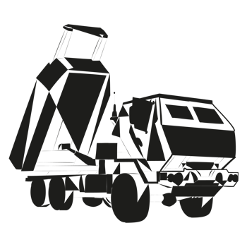 HIMARS Doodle abstract. M142 High Mobility Artillery Rocket System. Tactical truck. PNG Illustration.