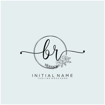 Initial BR feminine logo collections template. handwriting logo of initial signature, wedding, fashion, jewerly, boutique, floral and botanical with creative template for any company or business. vector