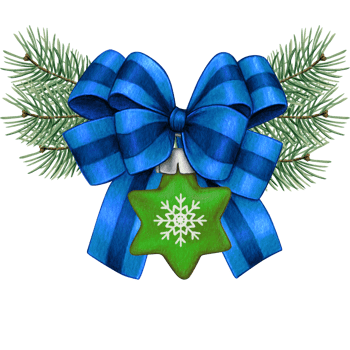 watercolor hand drawn christmas ball with bow and pine branches png