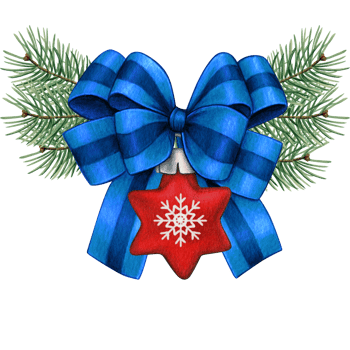 watercolor hand drawn christmas ball with bow and pine branches png