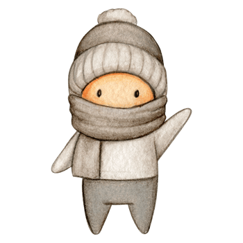 Watercolor hand drawn cute winter character png