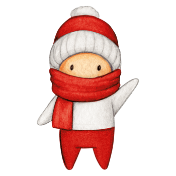 Watercolor hand drawn cute winter character png