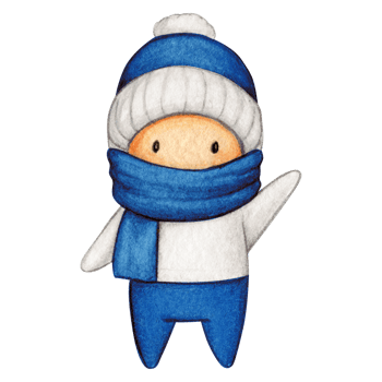Watercolor hand drawn cute winter character png