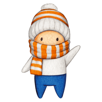 Watercolor hand drawn cute winter character png