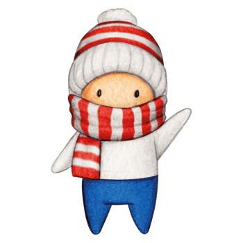 Watercolor hand drawn cute winter character png