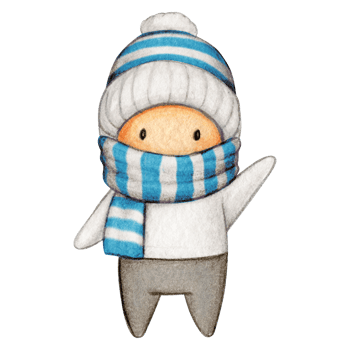 Watercolor hand drawn cute winter character png