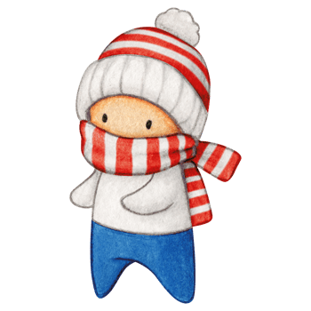 Watercolor hand drawn cute winter character png