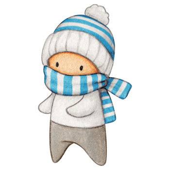 Watercolor hand drawn cute winter character png