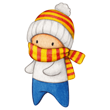 Watercolor hand drawn cute winter character png