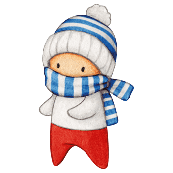 Watercolor hand drawn cute winter character png