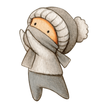 Watercolor hand drawn cute winter character png