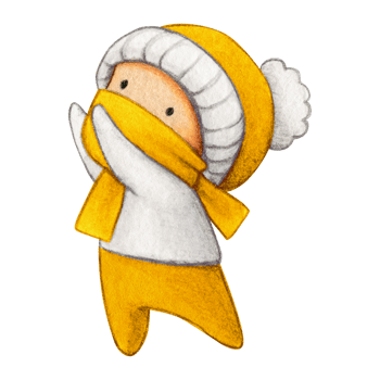 Watercolor hand drawn cute winter character png