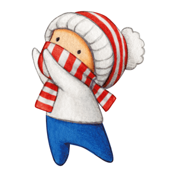 Watercolor hand drawn cute winter character png